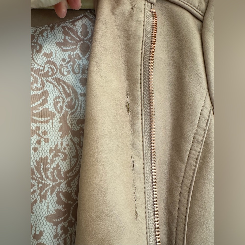 GUESS Leather Moto Jacket Blush Pink Y2k Biker Bomber Rose Gold - Picture 10 of 12